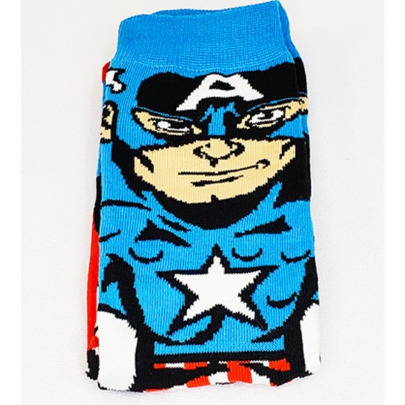 Disney Anime Socks Avengers Marvel Cartoon Figure Capt. America Unisex NWOT - Picture 4 of 5